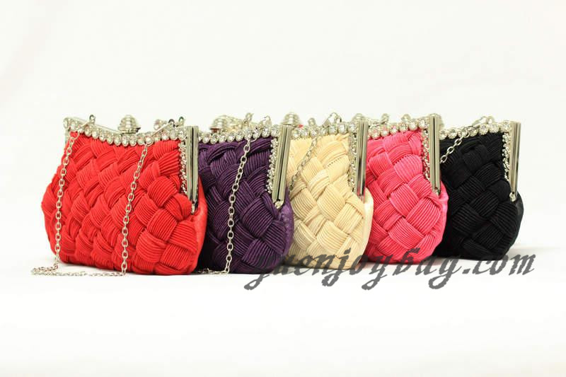 woven knit Pleated satin bridal clutch bag