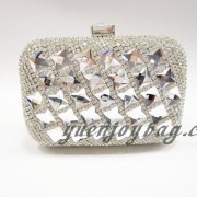Shiny silver crystal rhinestone diamond metal hard box clutch party bag