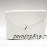 White PU faux leather women's envelope clutch bag