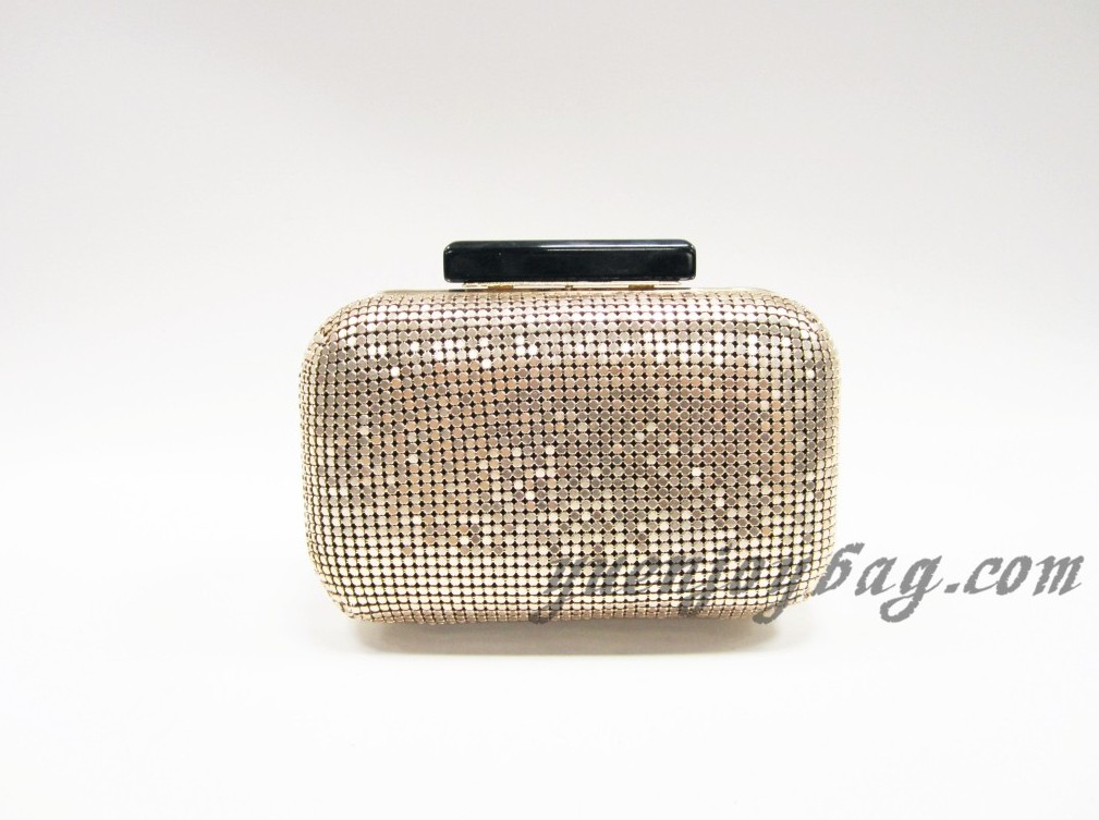 Fashion Light gold aluminium sequins clutch bag with metal frame