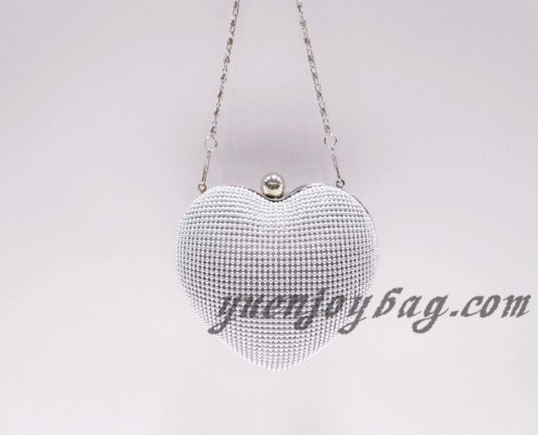 Ladies' Heart shaped aluminium beaded clutch bag