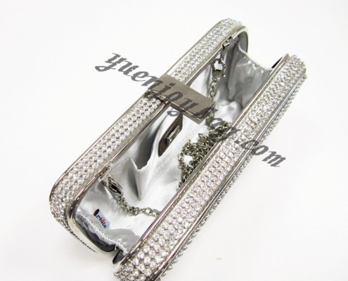 shiny rhinestone diamond silver clutch bag top view