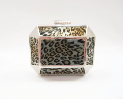 Leopard animal print metal case party bag