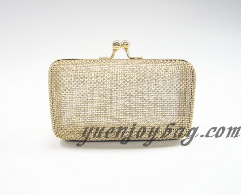 Metal grid Gold transparent clutch bag with kiss lock frame