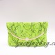 Neon green snake skin PU faux leather women's clutch bag with diamond metal decoration