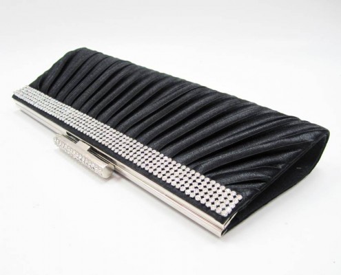 unique 2014 black pleated diamond with metal frame from clutch bag manufacturer