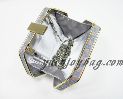 Check pattern plaid glitter shiny bling party clutch handbag from evening bag China supplier - lining view