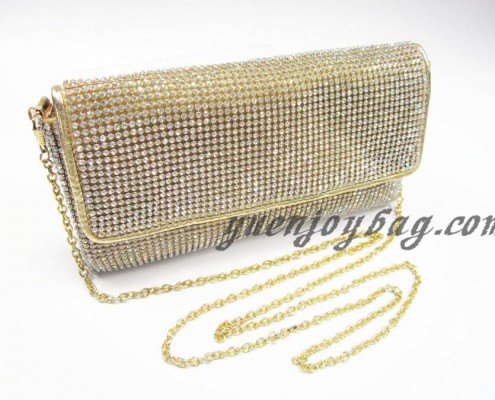 Luxury gold aluminium Rhinestone diamond ladies envelope party clutch chain bag - top view
