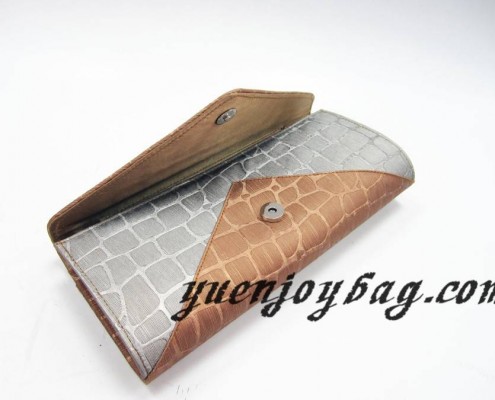 Gray and brown plaid PU leather evening clutch bag with crystal rhinestone diamond - open view