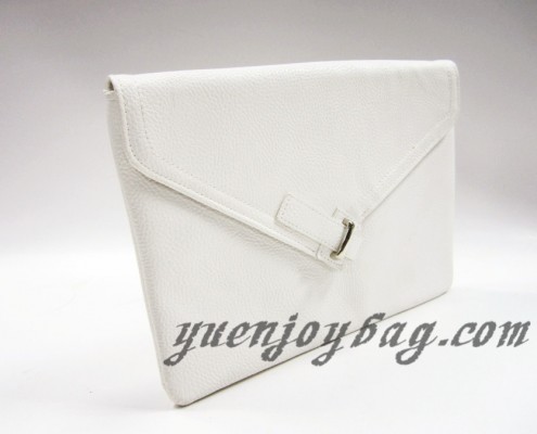 White PU leather ladies' envelope evening purse clutch shoulder bag