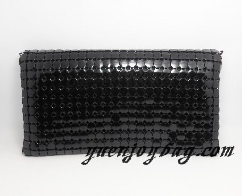 Chic Black and White striped metal mesh evening handbag - Back view